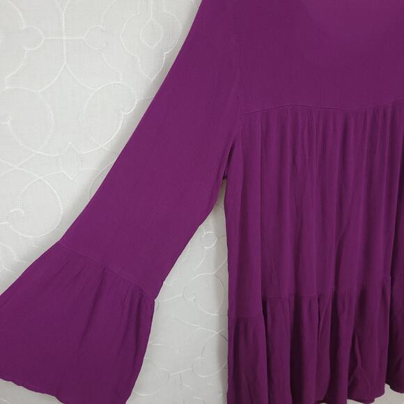 Soft Surroundings Henley Top Womens Medium Purple Tiered Flare Flowy Tunic - Picture 6 of 10